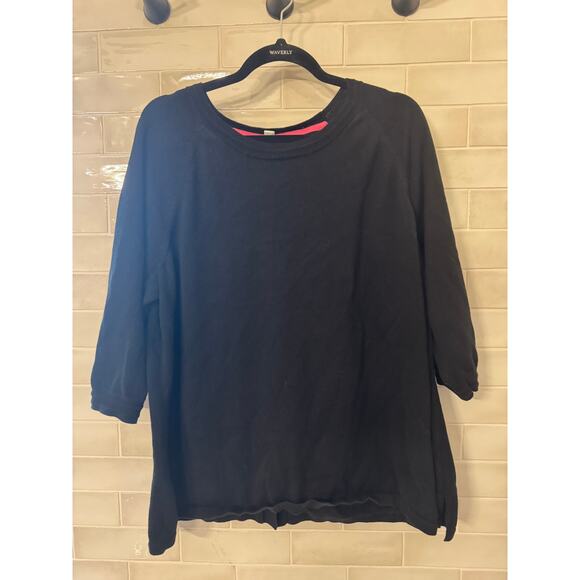 Isaac Mizrahi Live Black Button Back Plus 2X Long Sleeve Cotton Blend Sweater - Picture 1 of 5